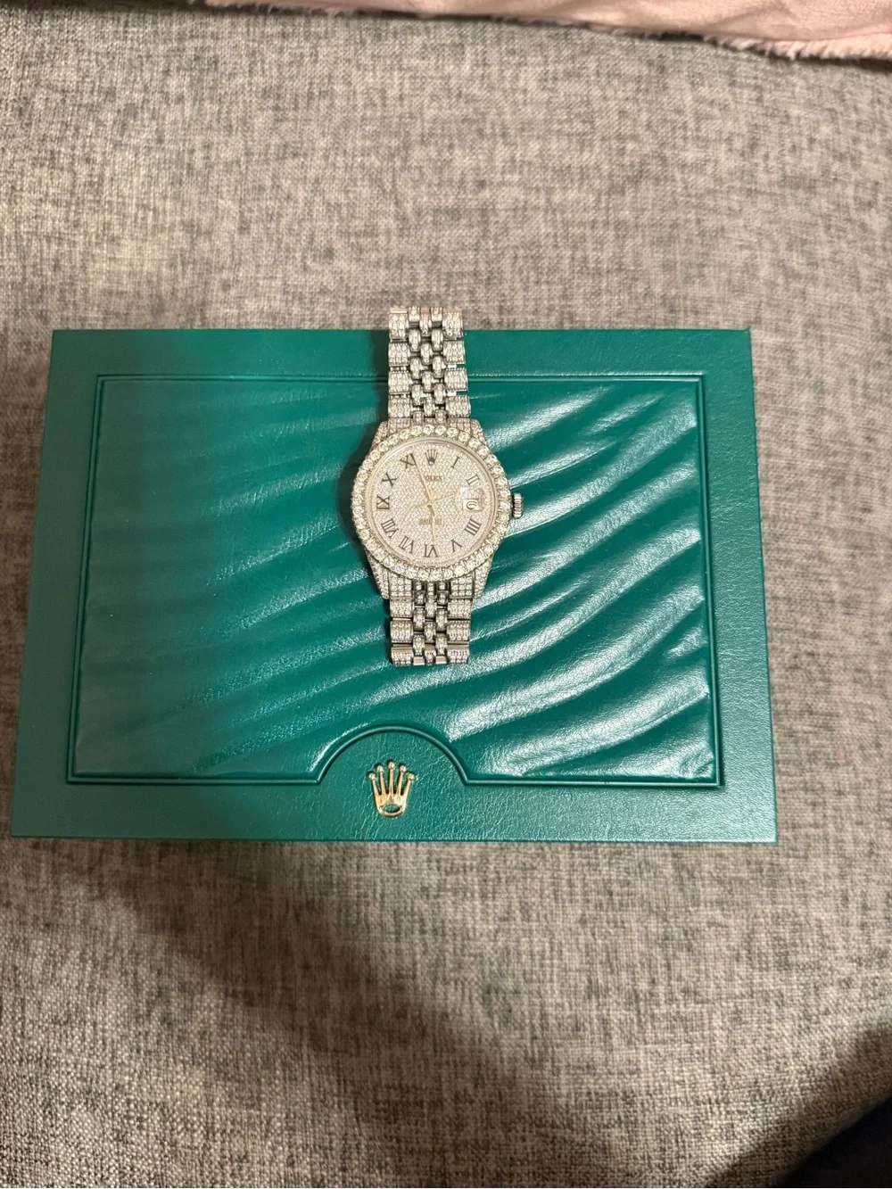 Rolex Women's Silver Crystal-Embellished Watch